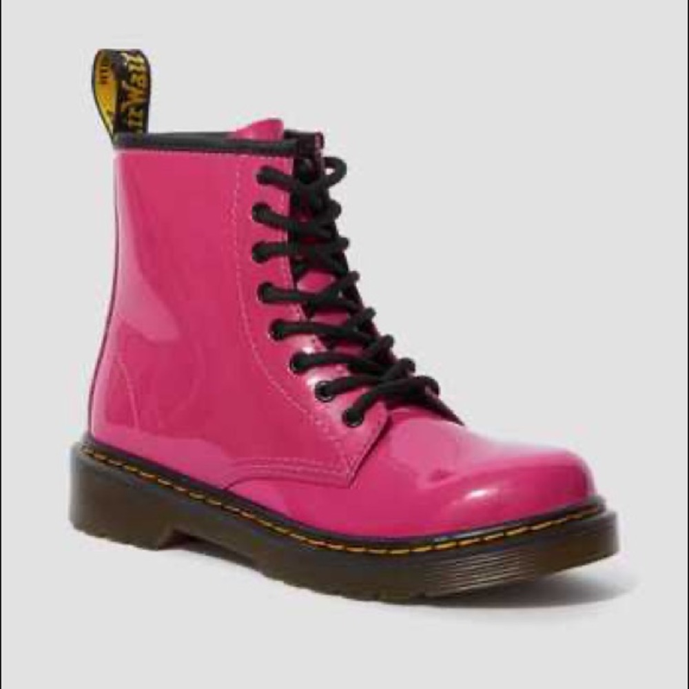 Doc Martens AirWair Girl's Delaney Pink Patent Leather Boots